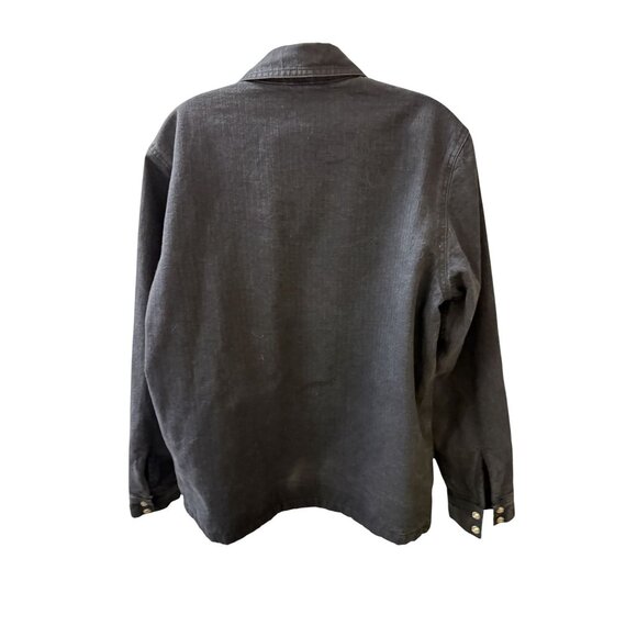 Chrome Hearts Black Denim Shirt Jacket With Quilted Lining & Silver Button Detai - Picture 2 of 16